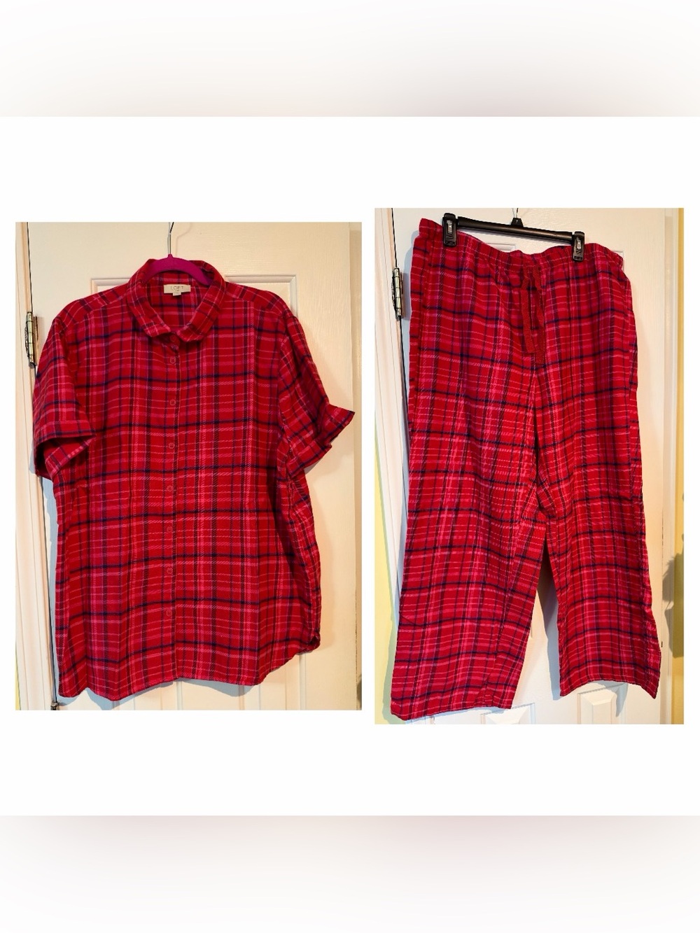 LOFT Red Plaid Pajamas